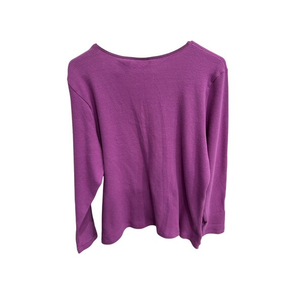 Faded Glory Womens Purple Long-Sleeve Top Lace Trim Size 16W Cotton - Picture 2 of 10